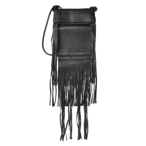 SAINT LAURENT Calfskin Fringe Saharienne Crossbody Bag .